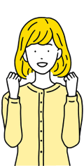 ガッツポーズする女性